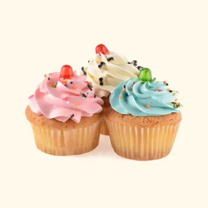 Picture of Three mini cupcakes topped